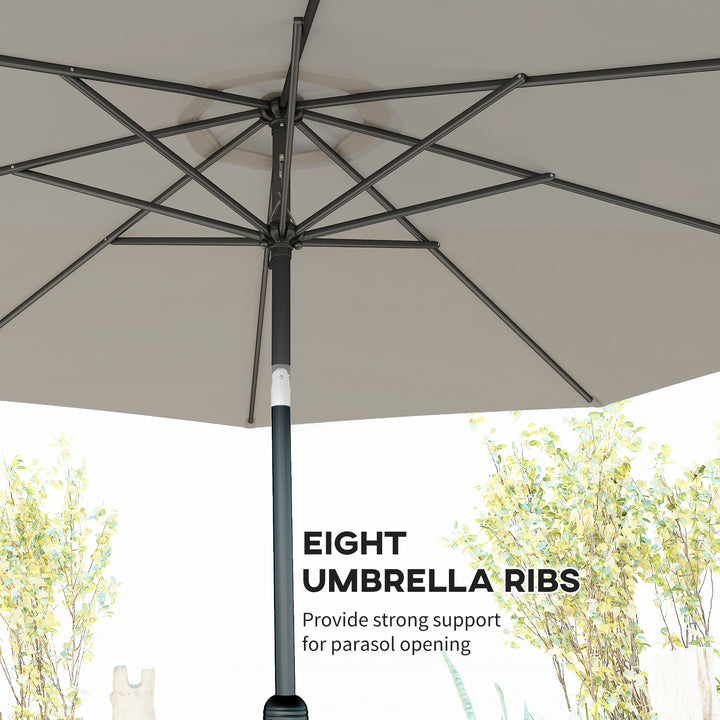 MCL 3(m) Tilting Parasol Garden Umbrellas, Outdoor Sun Shade with 8 Ribs, Tilt and Crank Handle for Balcony, Bench, Garden, Light Grey