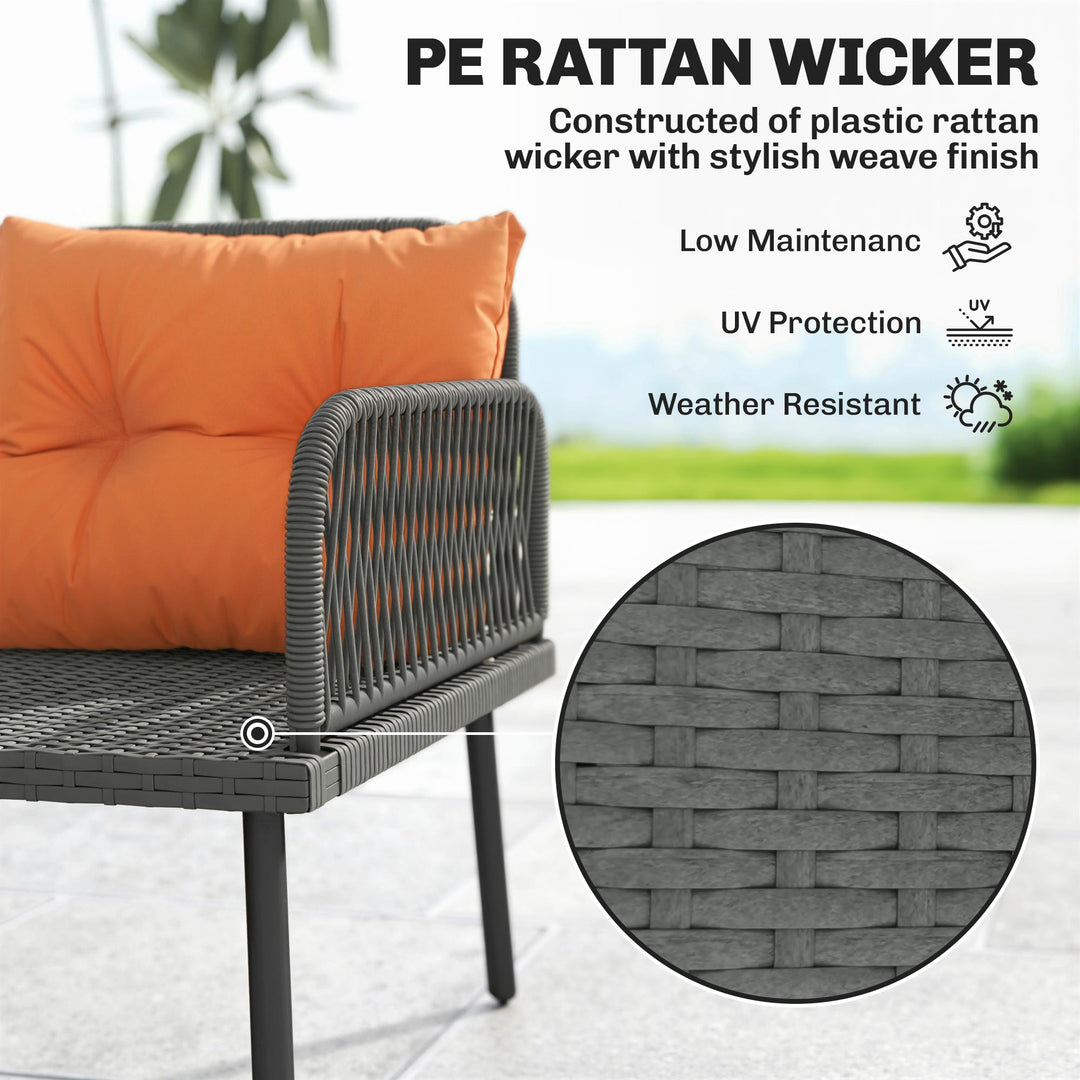 6 Piece Rattan Garden Furniture Set, 8 Seater Garden Corner Sofa with 