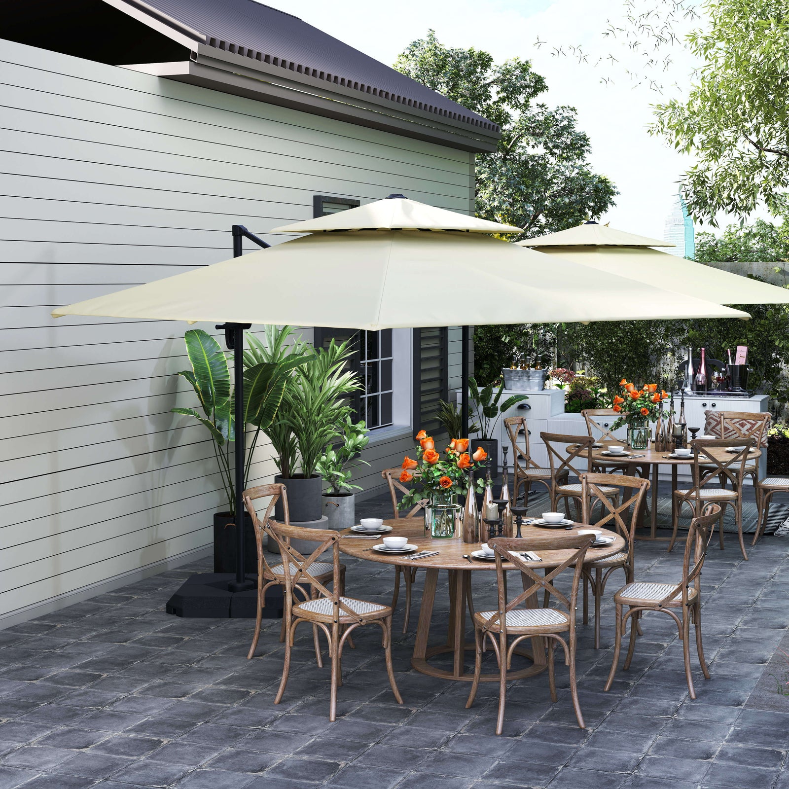 Steel Frame Outdoor Roma Cantilever Umbrella
