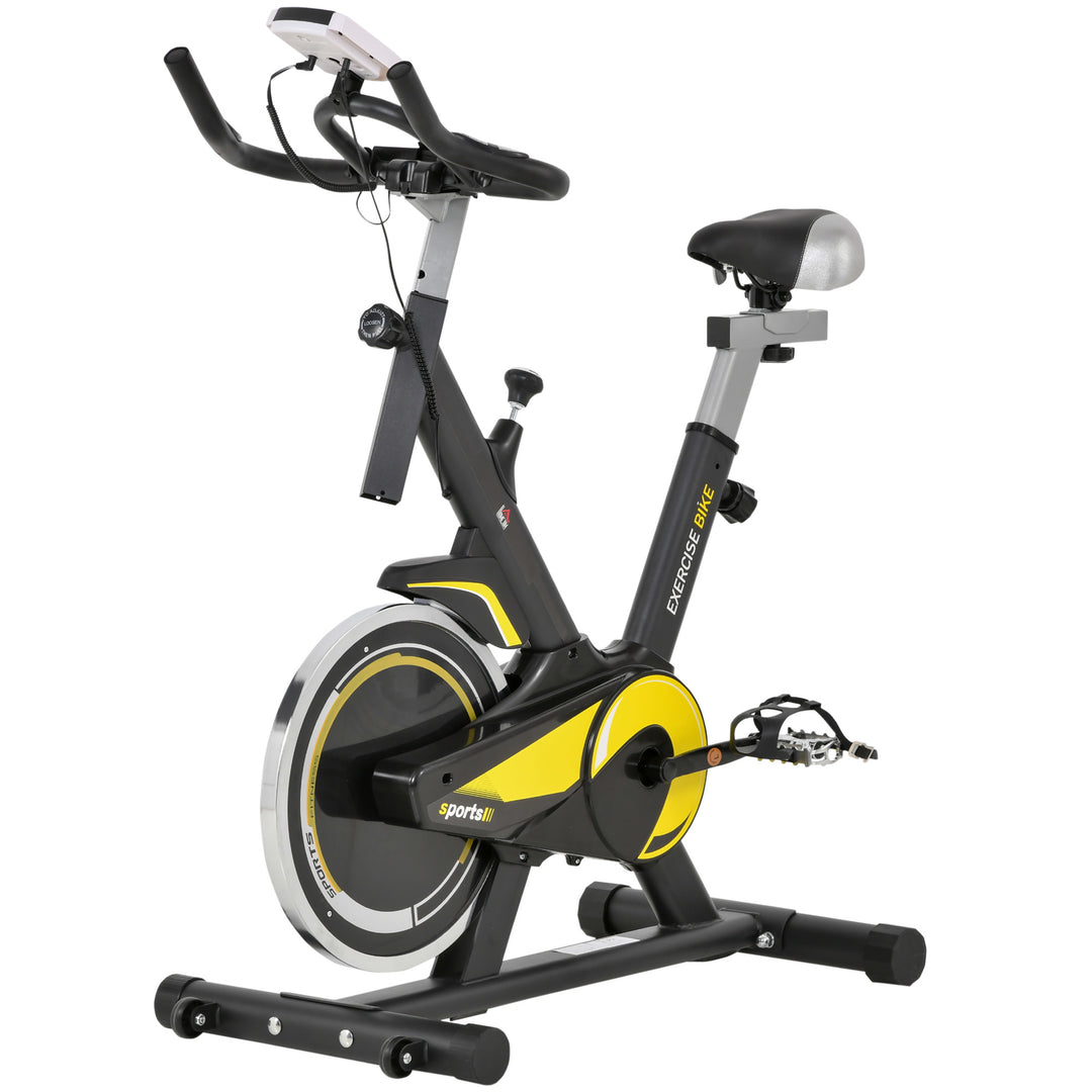 Upright Exercise Bike Indoor Training Cycling Machine Stationary Workout Bicycle with 10KG Flywheel and Adjustable Resistance Seat Handlebar LCD Display for Home Gym