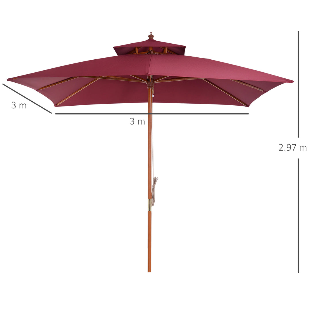 Outsunny 3m Patio Umbrella Bamboo Umbrella Parasol