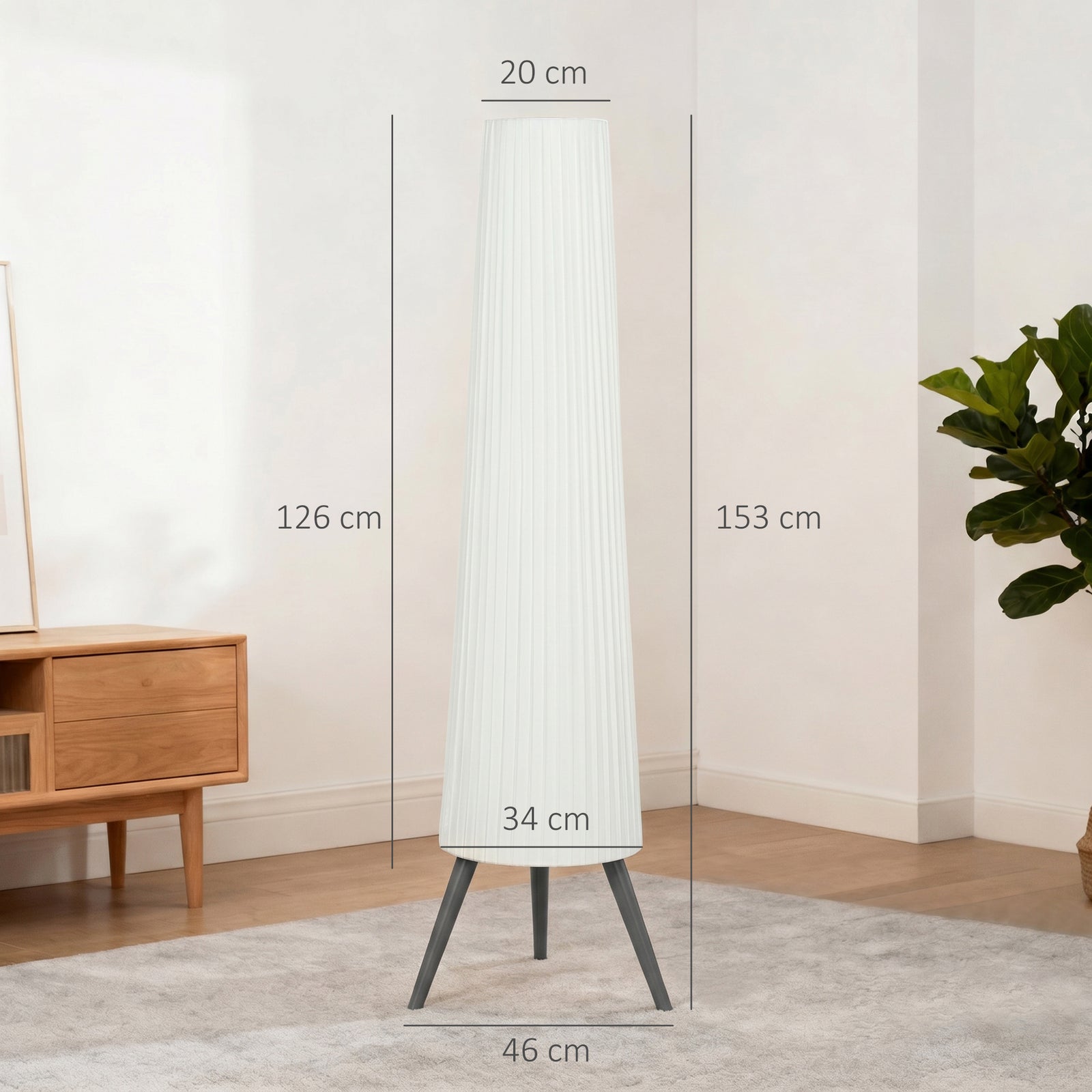 Dimmable Tripod Floor Lamp with Foot Switch, Nordic Standing Lamp with