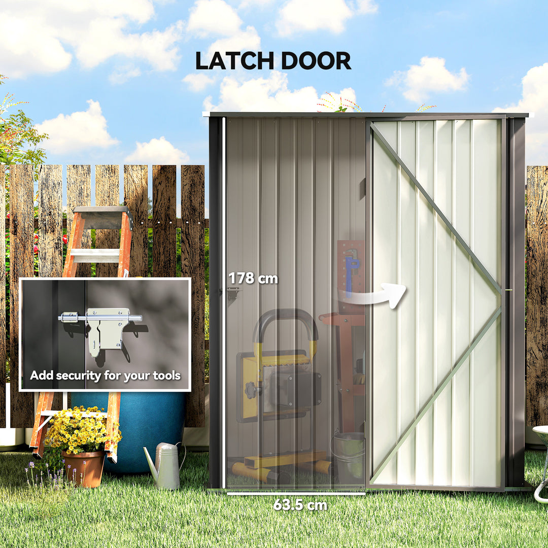 5.3 x 3.1ft Corrugated Steel Garden Shed - Light Grey