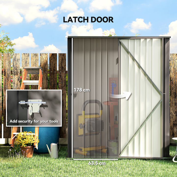 5.3 x 3.1ft Corrugated Steel Garden Shed - Light Grey