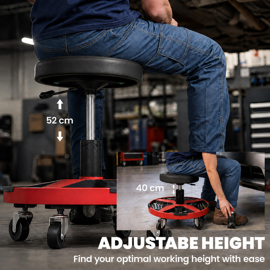 Rolling Mechanic Stool, 40-52 cm Height Adjustable Workshop Stool - view 4