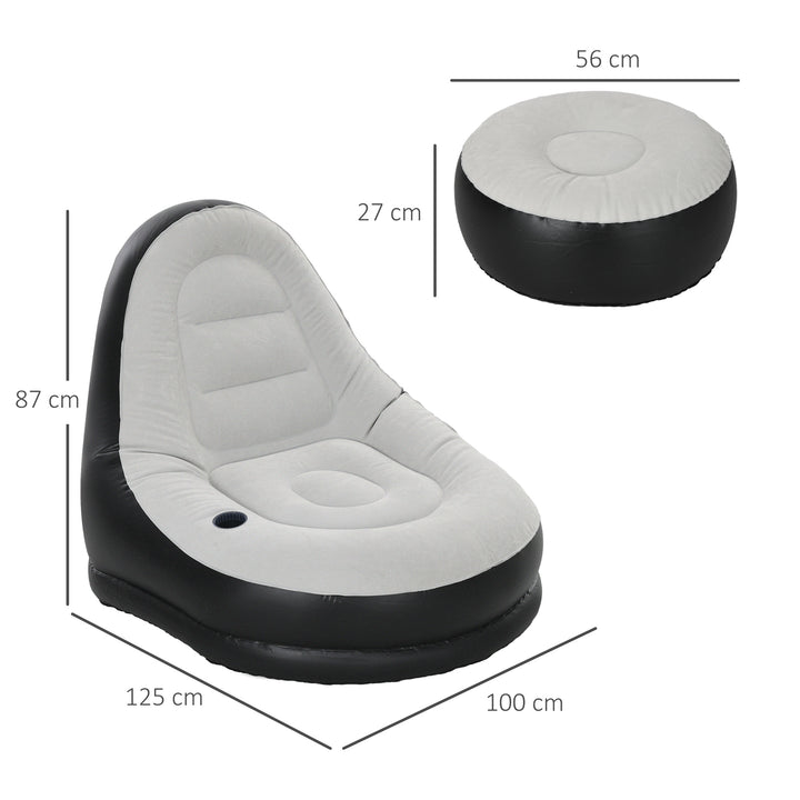 Inflatable Tub Chair and Footstool, Grey