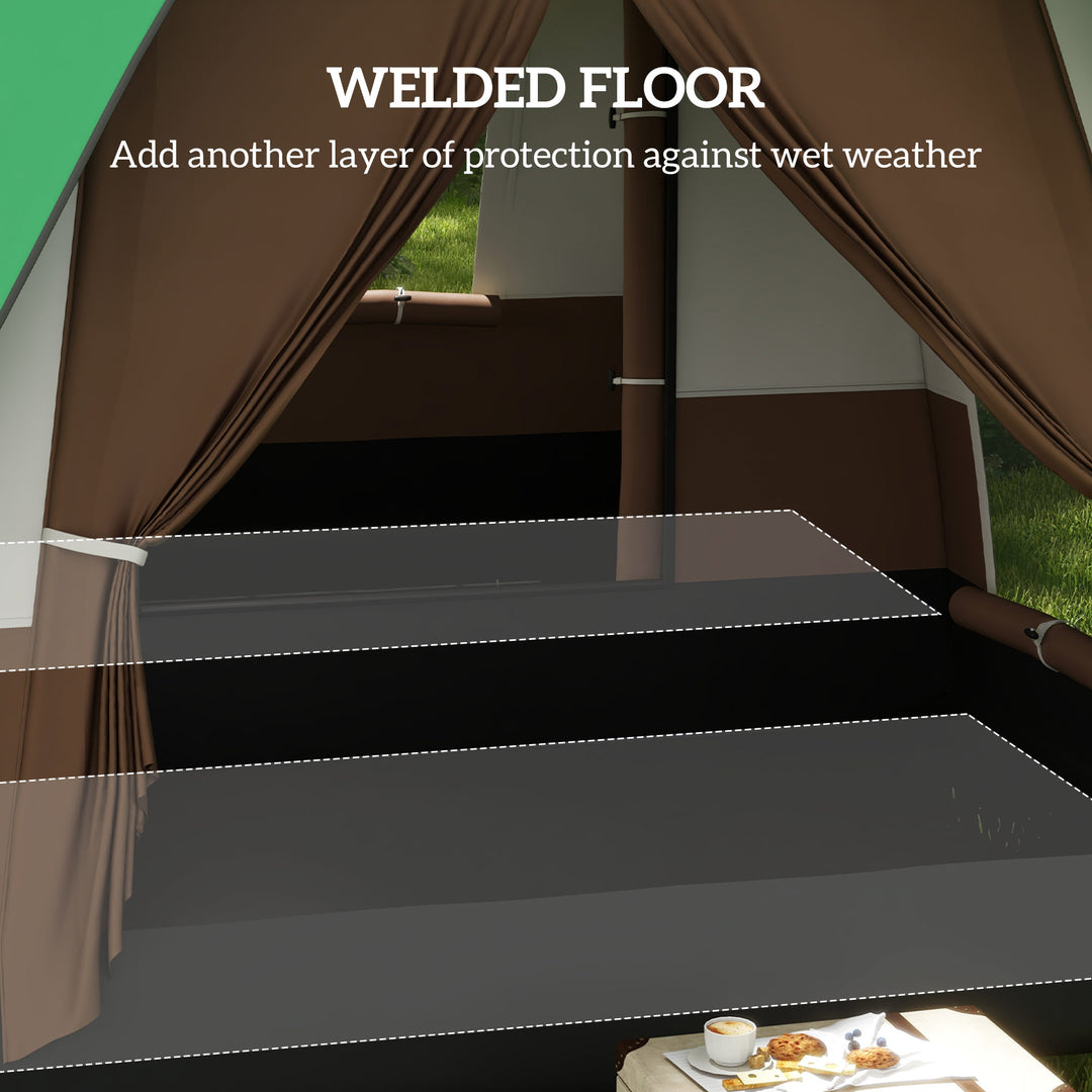 Six-Man Camping Tent, with Small Rainfly and Accessories - Green
