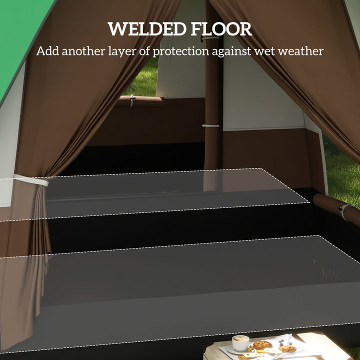 Six-Man Camping Tent, with Small Rainfly and Accessories - Green