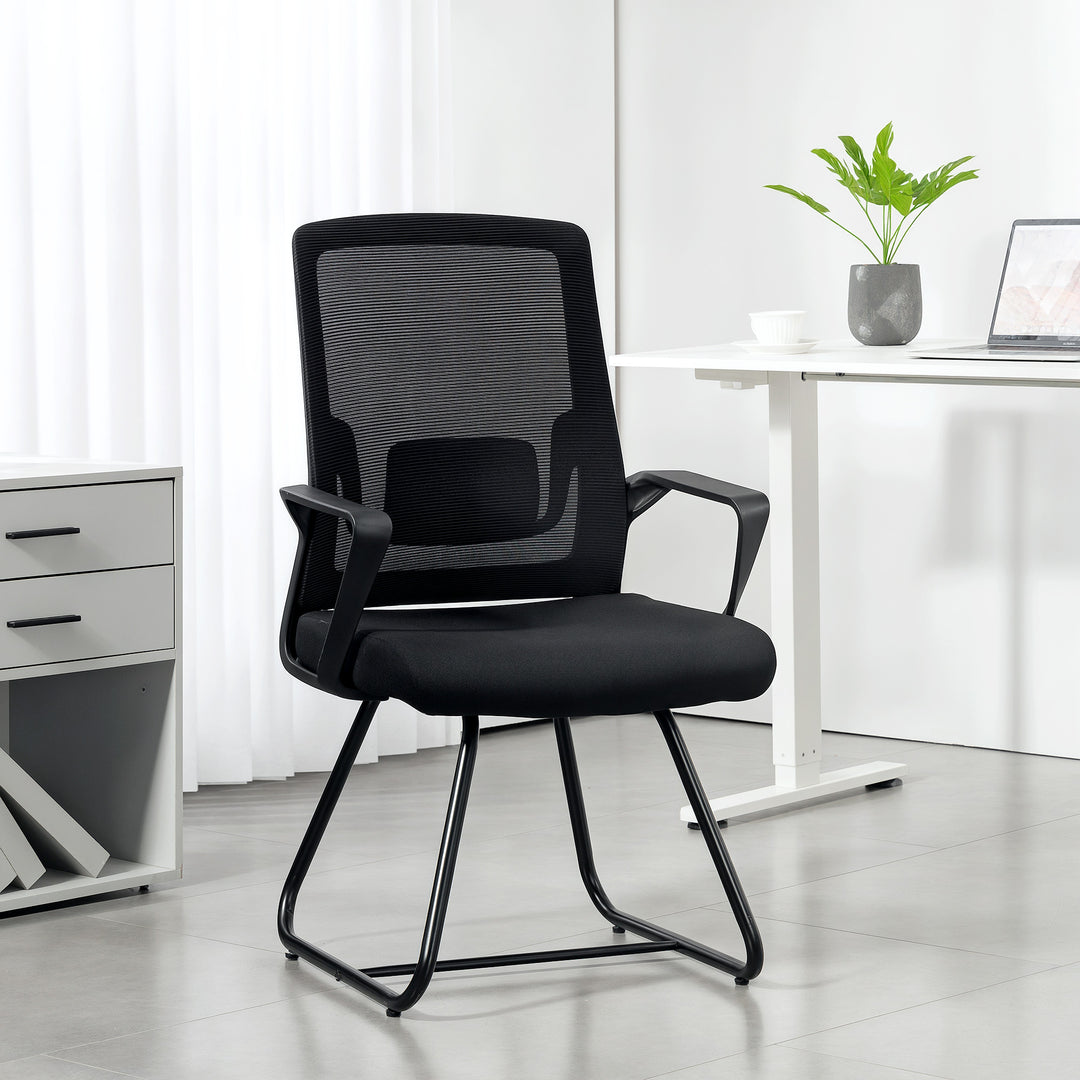 Desk Chair No Wheels, Office Chair with Mesh Back, Lumbar Support, Met