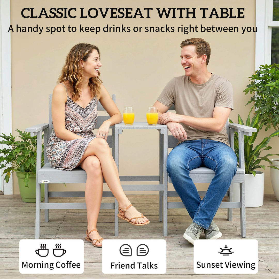 Outdoor Garden Loveseat, Embossed Wooden Jack and Jill Garden Seat wit