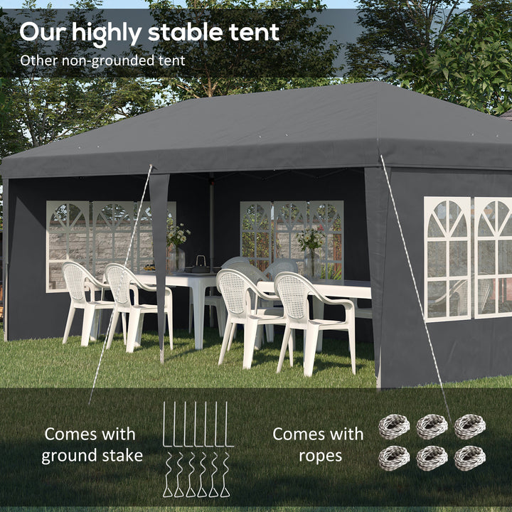 3 x 6m Pop-Up Gazebo, with Removable Walls - Grey