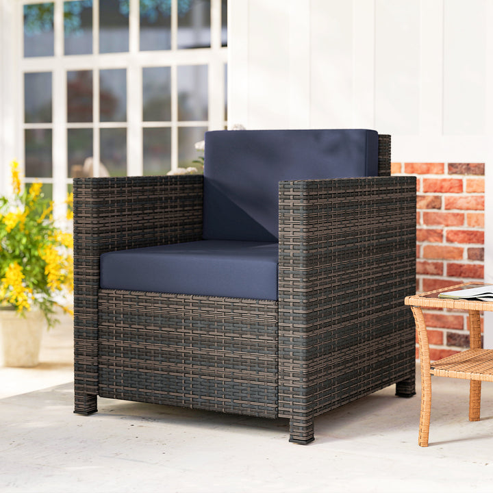 PE Rattan Garden Armchair with Cushion
