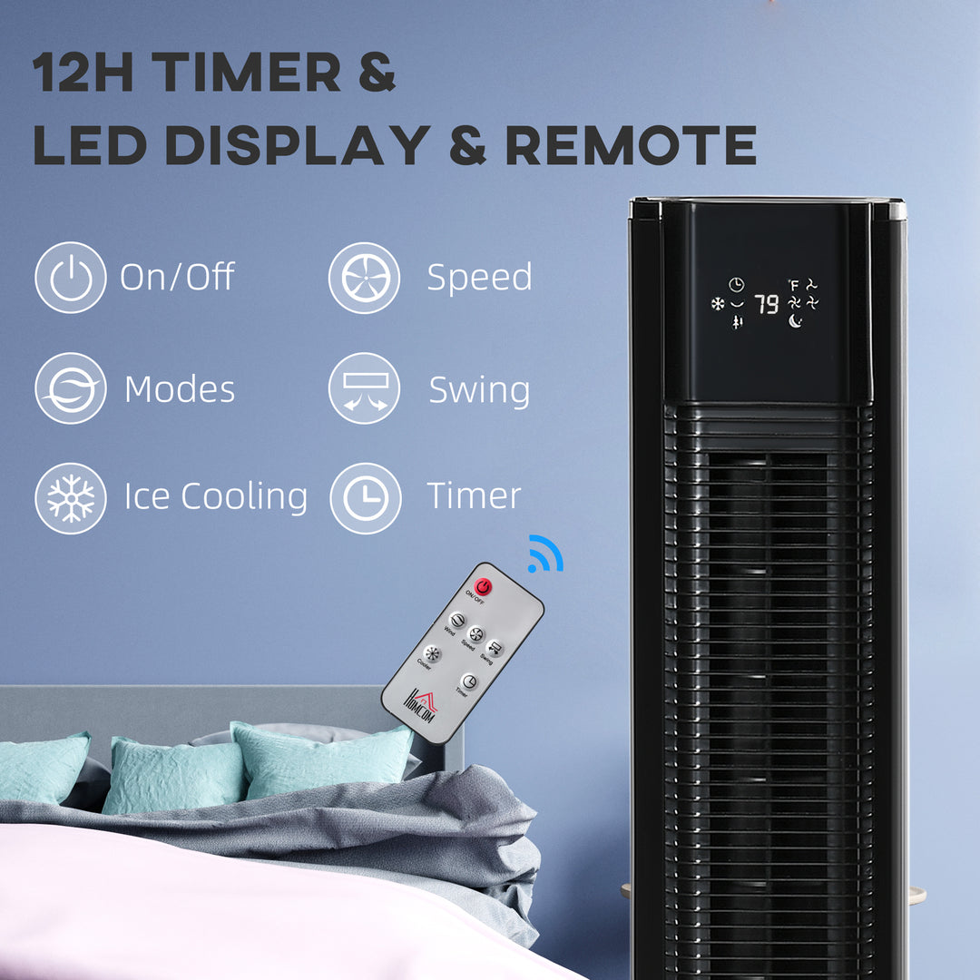 Nine Setting Tower Fan Humidifier, with Ice Boxes - Black