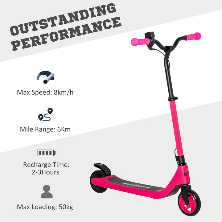Electric Scooter, 120W Motor E-Scooter, Adjustable Height, Rear Brake for Ages 6+ Years - Pink