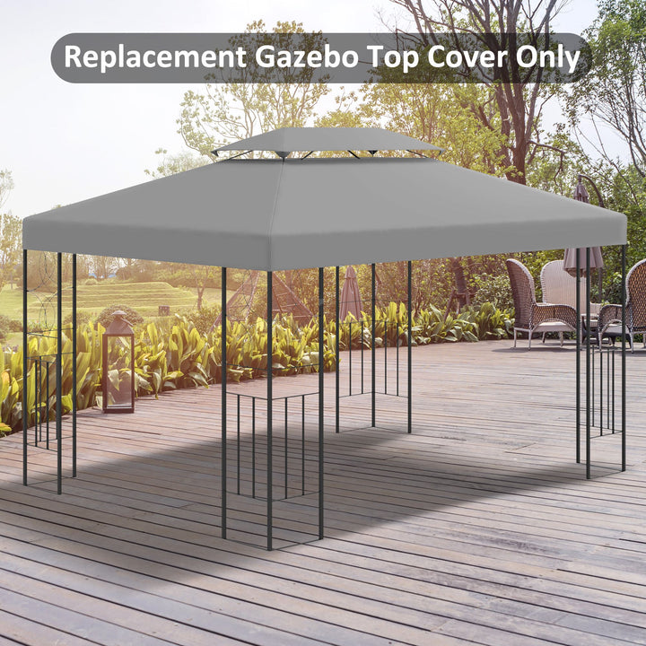 Outsunny Gazebo Replacement Canopy 3x4m, 2 Tier Roof, UV Protection Cover, Outdoor Awning, Light Grey.
