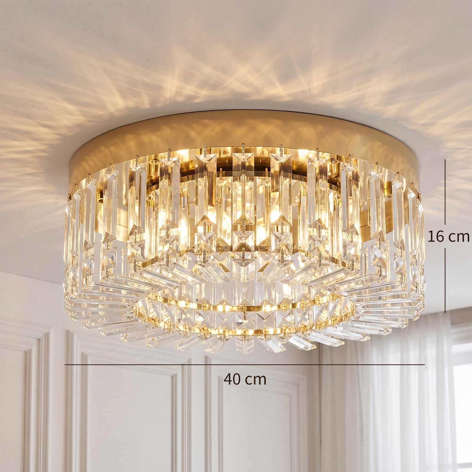 Crystal Chandeliers with 160 Crystal Pendants, 6-Light Ceiling Light f
