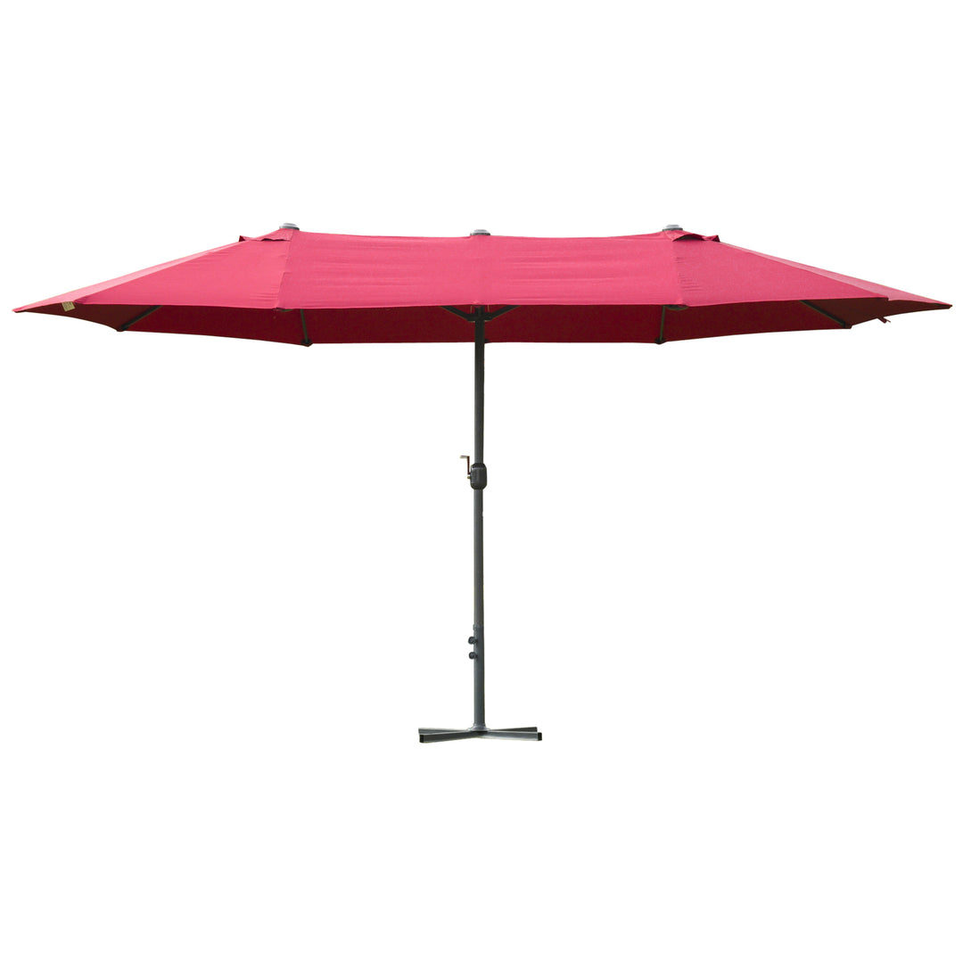 MCL 4.6M Sun Umbrella Canopy Double-sided Crank Sun Shade w/ Cross Base Wine Red