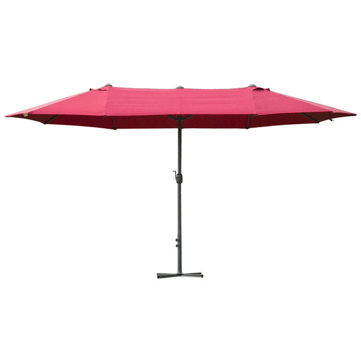 MCL 4.6M Sun Umbrella Canopy Double-sided Crank Sun Shade w/ Cross Base Wine Red