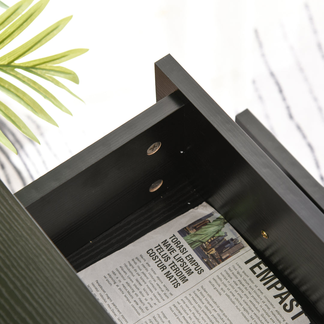 Two Drawer Filing Cabinet with Wheels- Black Wood Grain