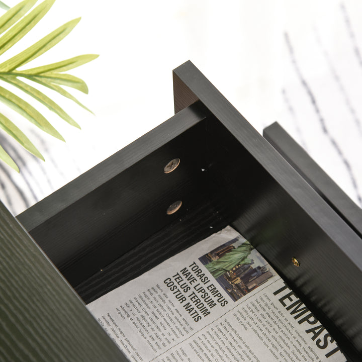 Two Drawer Filing Cabinet with Wheels- Black Wood Grain