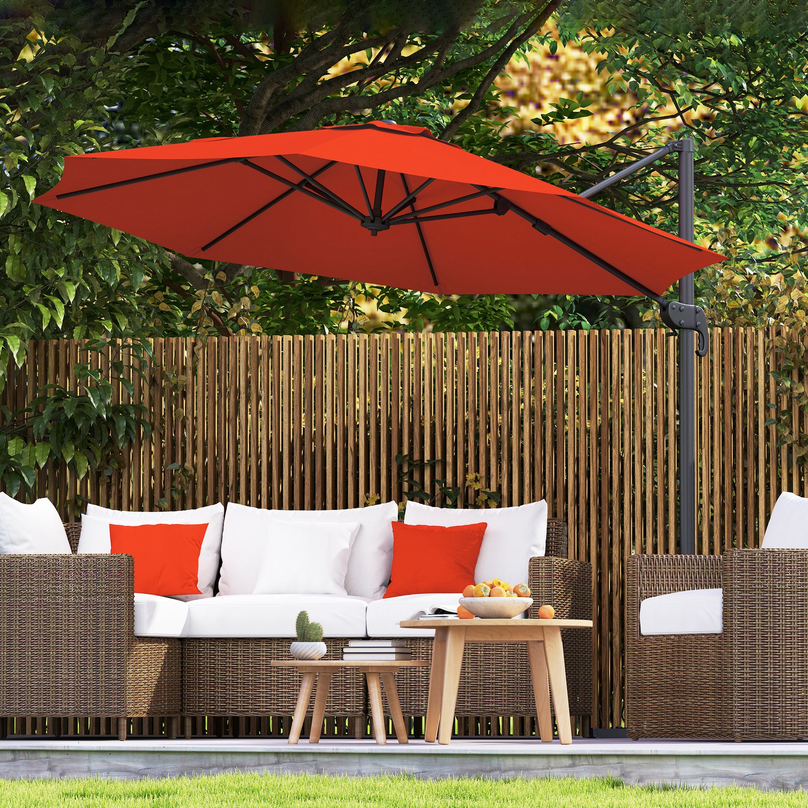 Five-Position Overhanging Parasol - Orange