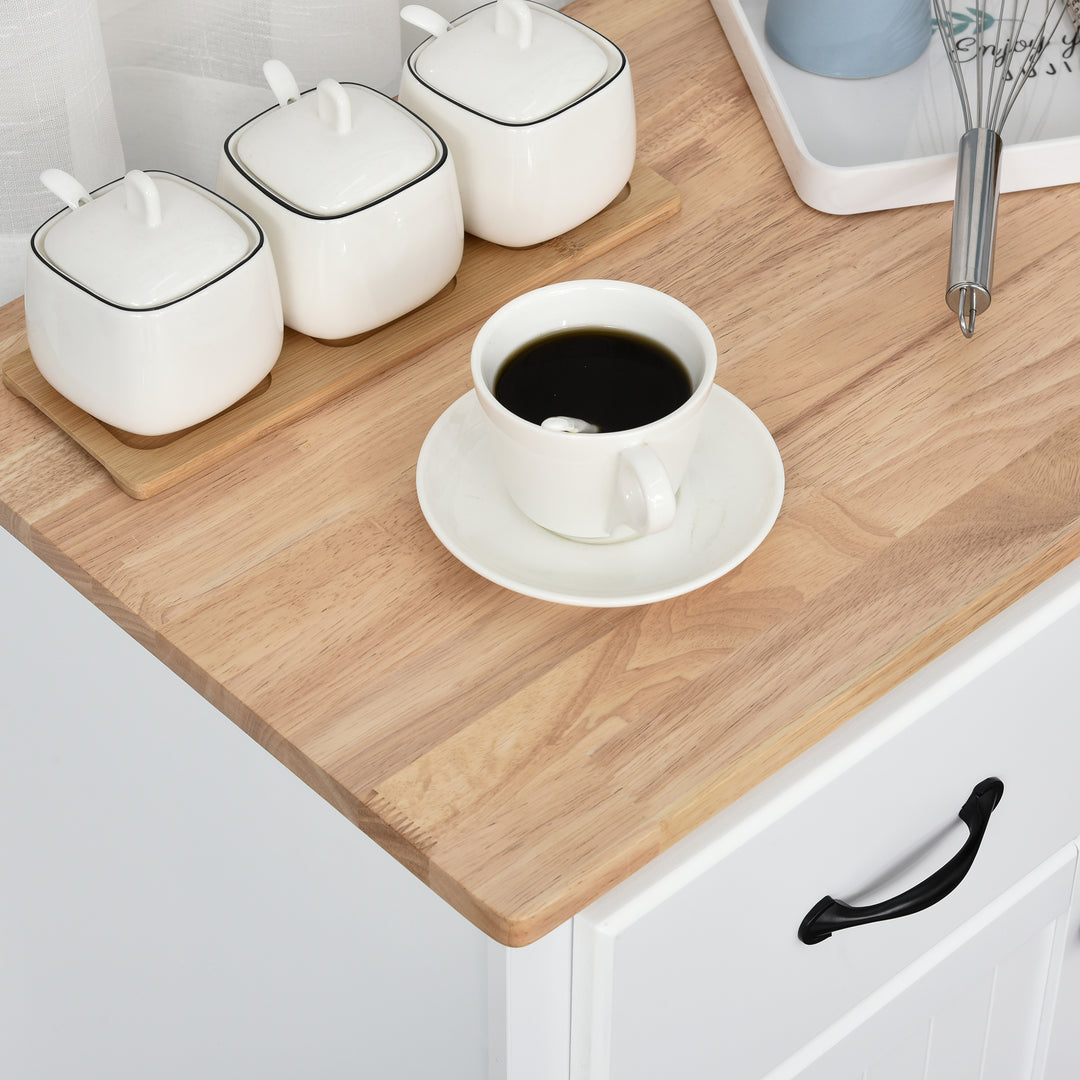 Modern Kitchen Cupboard, Wooden Storage Cabinet, Tableware Organizer with 2 Drawers for Living & Dining Room, White