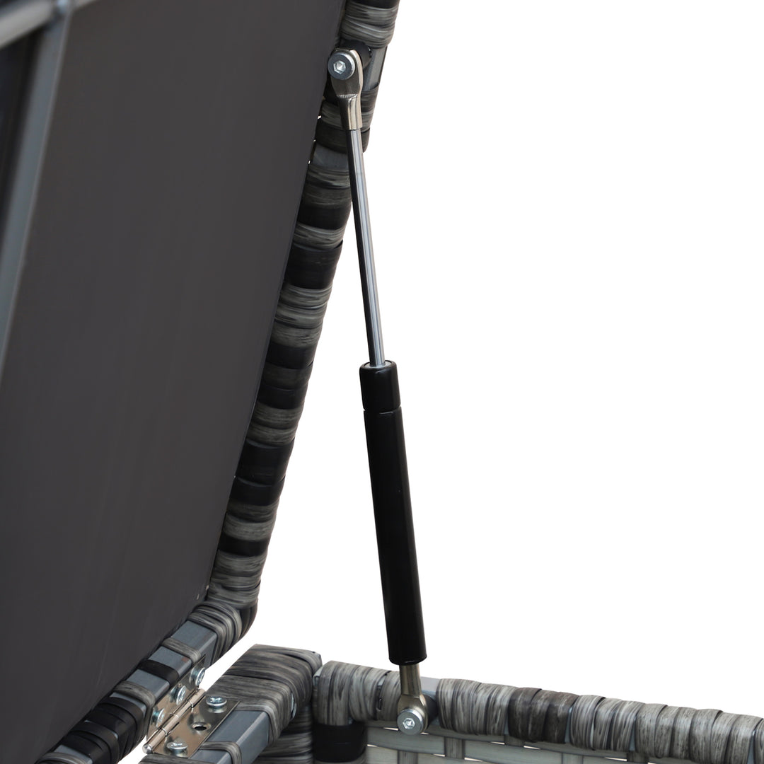 MCL 4pc Garden Rattan Wicker Outdoor Furniture Patio Corner Sofa Love Seat and Table Set  with Cushions Side Desk Storage, Mixed Grey