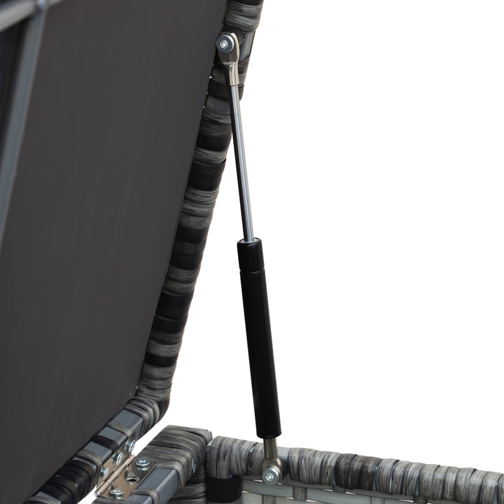 MCL 4pc Garden Rattan Wicker Outdoor Furniture Patio Corner Sofa Love Seat and Table Set  with Cushions Side Desk Storage, Mixed Grey