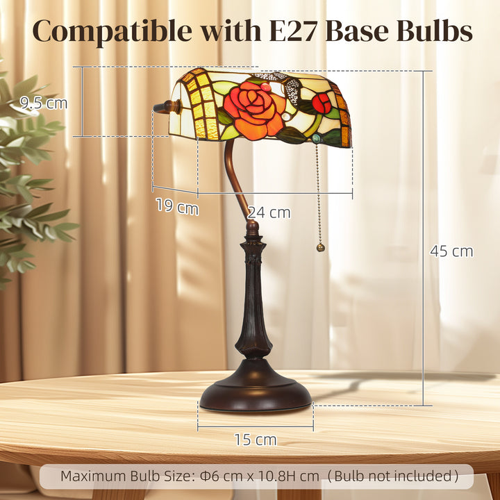 MCL Tiffany-Style Rose and Butterfly Table Lamp - Multi