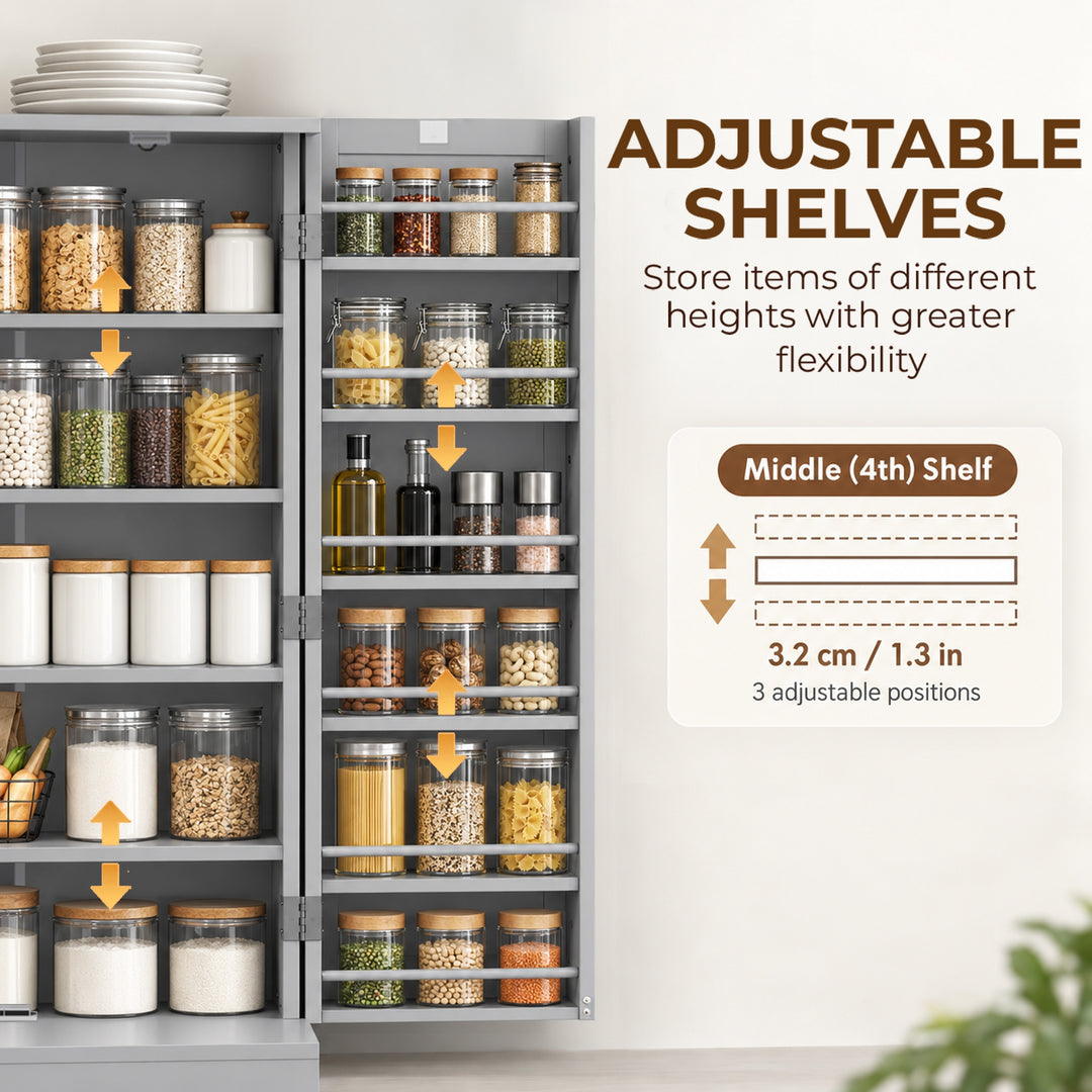 Kitchen Cupboard, Freestanding Multi-Storage Kitchen Pantry Cabinet - view 6