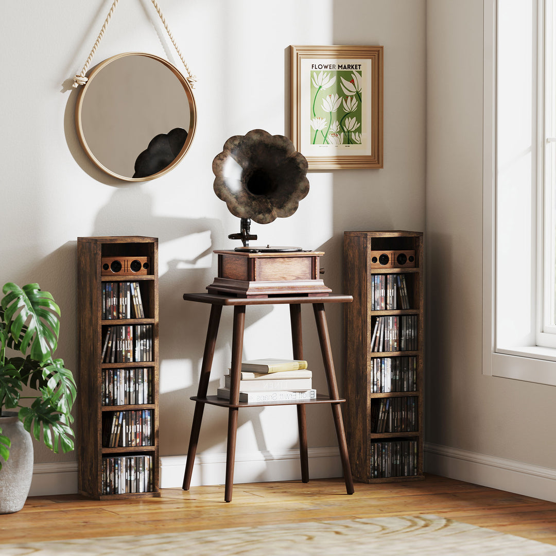Set of Two 102 CD Storage Units - Mid Brown Wood-Effect