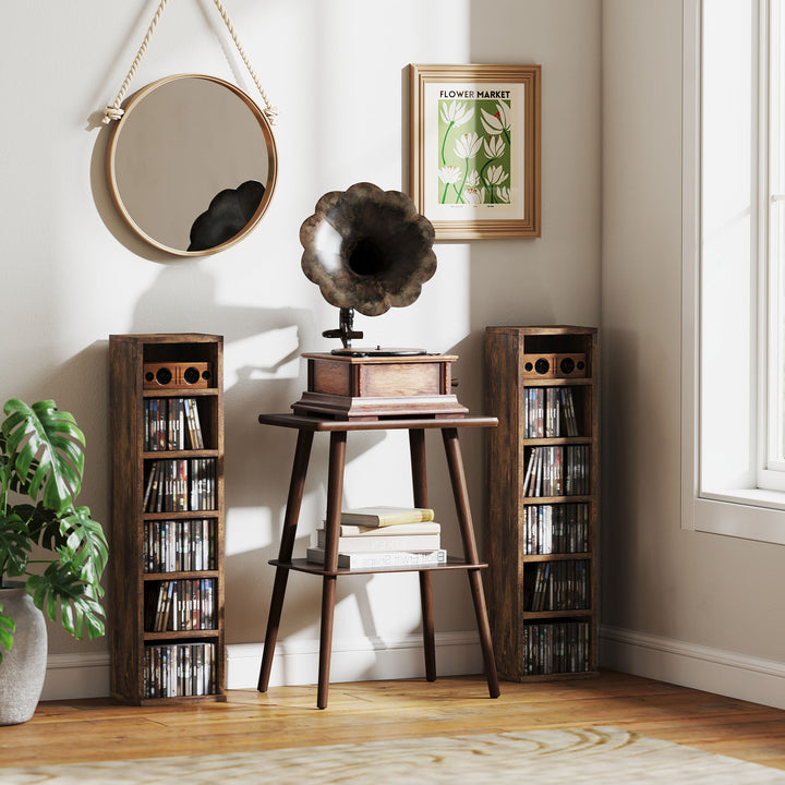 Set of Two 102 CD Storage Units - Mid Brown Wood-Effect