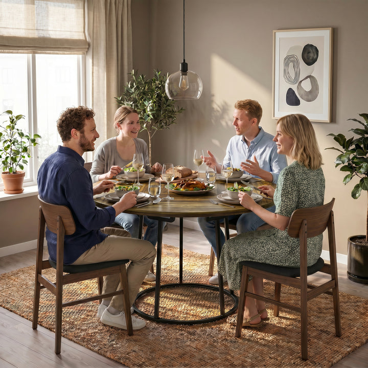 Dining Table Space Saving Kitchen Table Spliced Tabletop Conical Metal