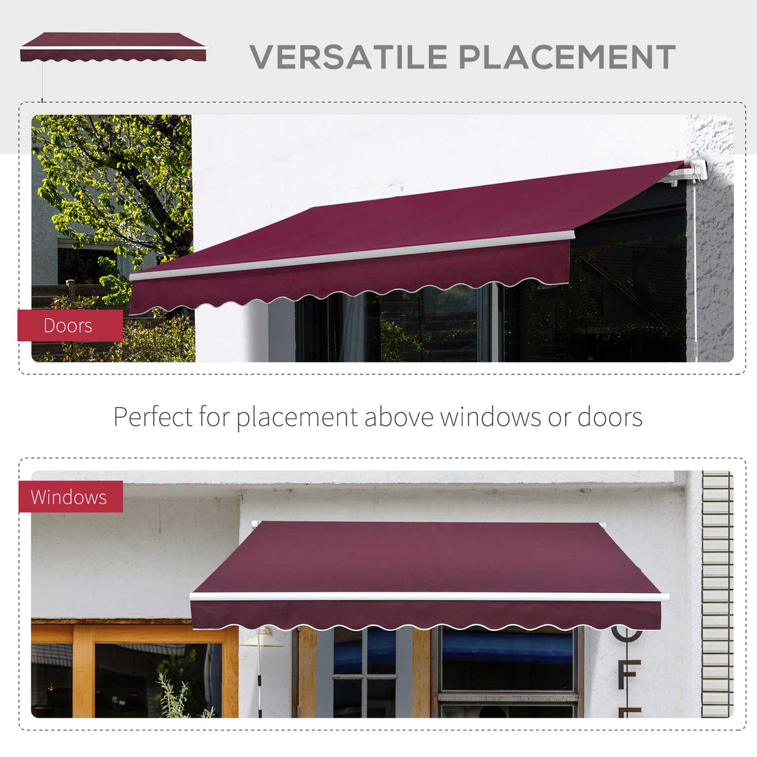 Outsunny Waterproof Manual Retractable Awning, 3x2.5m Sun Shade Canopy for Garden Patio, UV Protection, Red | Aosom UK