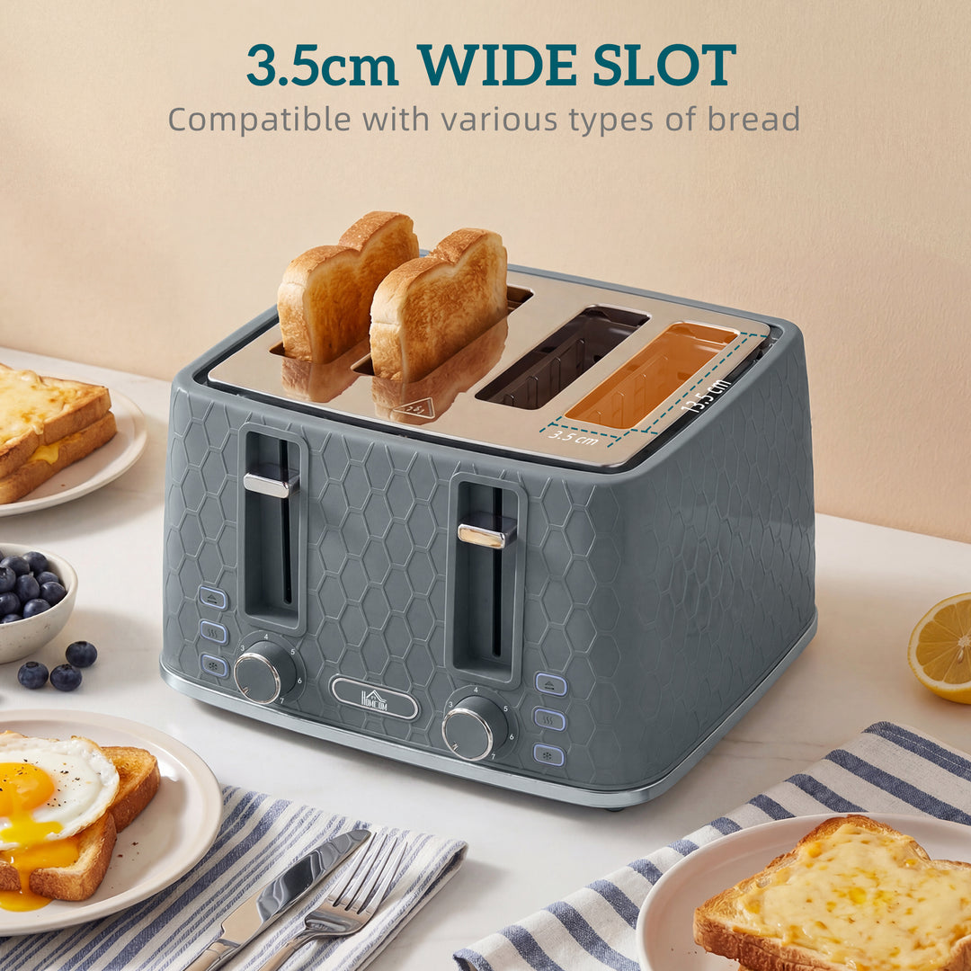 Kettle and Toaster Set, 1.7L 3000W Rapid Kettle with Strix Thermostat, 4 Slice Toaster with 7 Browning Controls