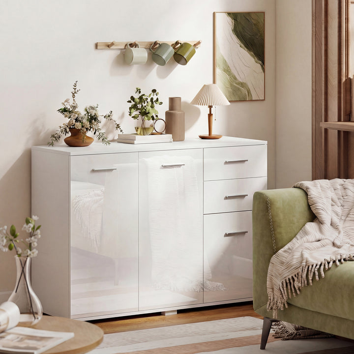 Sideboard, Modern Storage Cabinet with 2 Drawers, 3 Doors and Adjustab