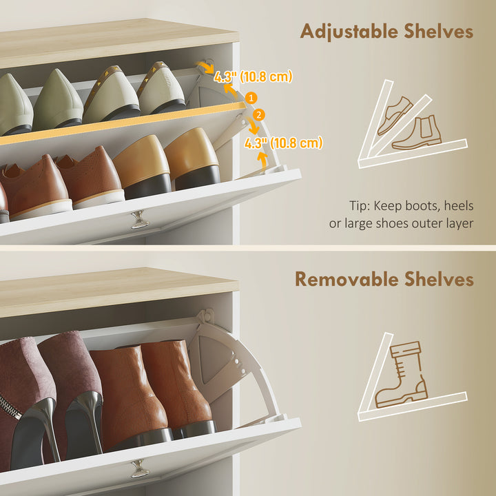Modern Compact Four-Drawer Shoe Storage Cabinet - White