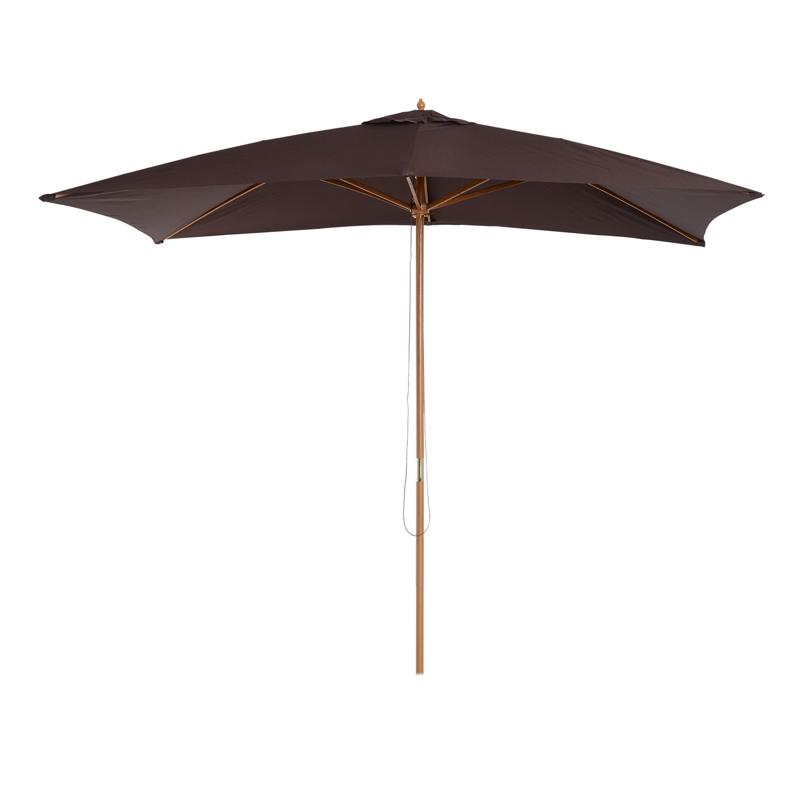 2 x 3m Wooden Garden Parasol Umbrella Outdoor Sun Shade Canopy, Dark Coffee