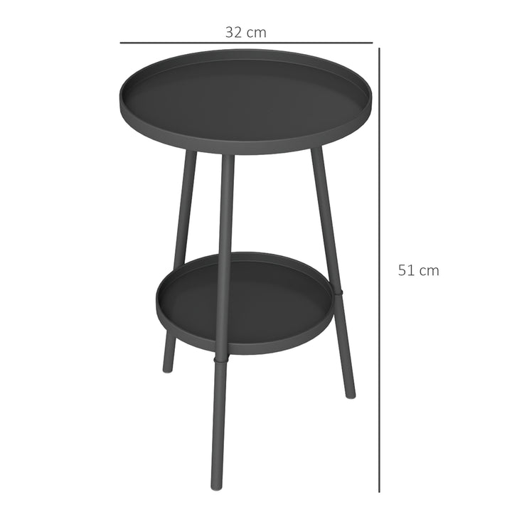 Two-Tier Metal Garden Table - Black
