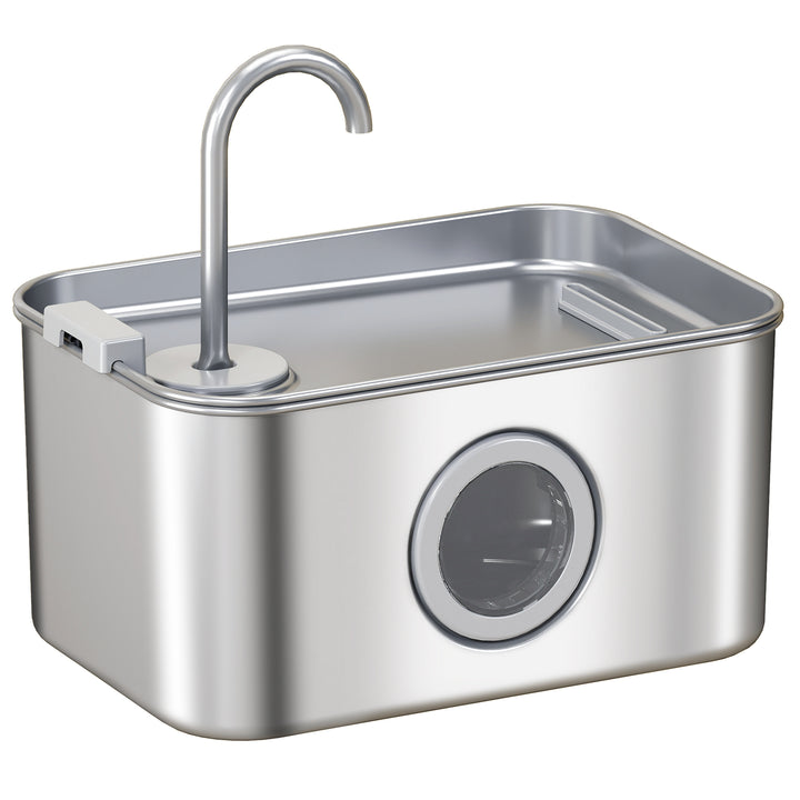 3.2L Cat Water Fountain for Drinking, Cat Fountain Stainless Steel with Visible Water-Level Window, Ultra-Silent Pump