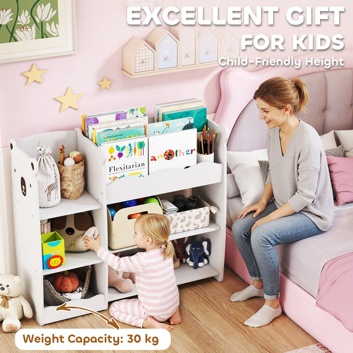 Kids Toy Storage Unit, Bear Design Kids Bookshelf and Toy Organiser, f