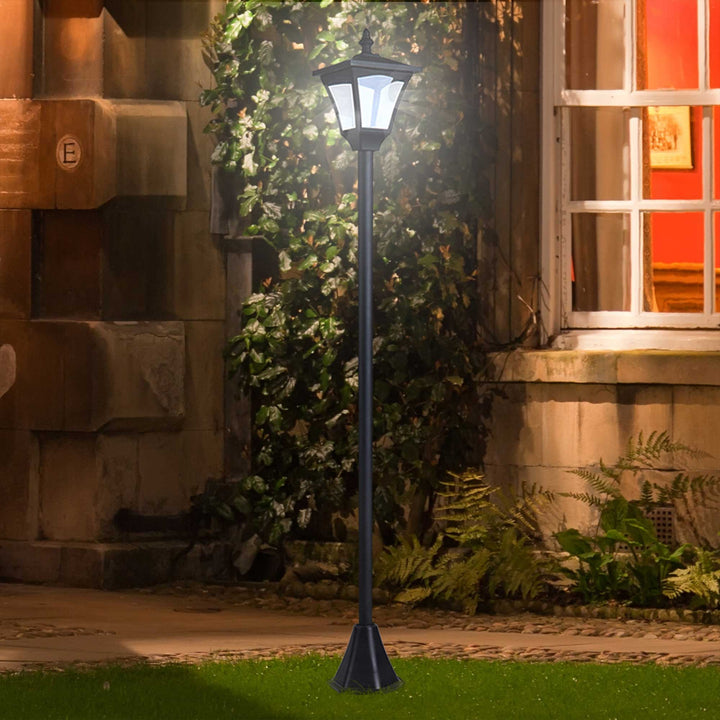 Outsunny Outdoor Solar Powered Post Lamp Sensor Dimmable LED Lantern Bollard Pathway 1.2M Tall – Black