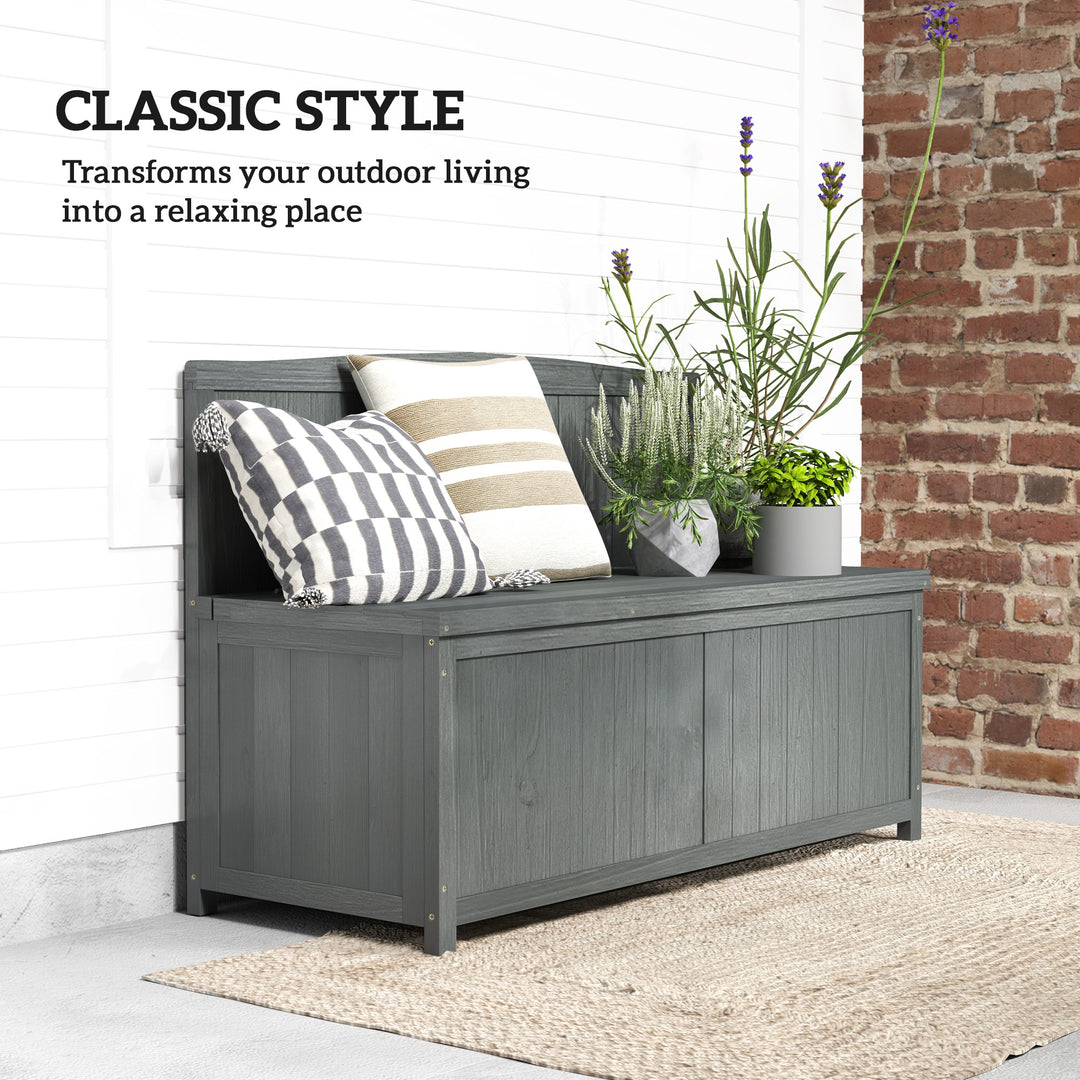Wood Storage Bench for Patio Furniture, Outdoor Garden Seating Tools, 