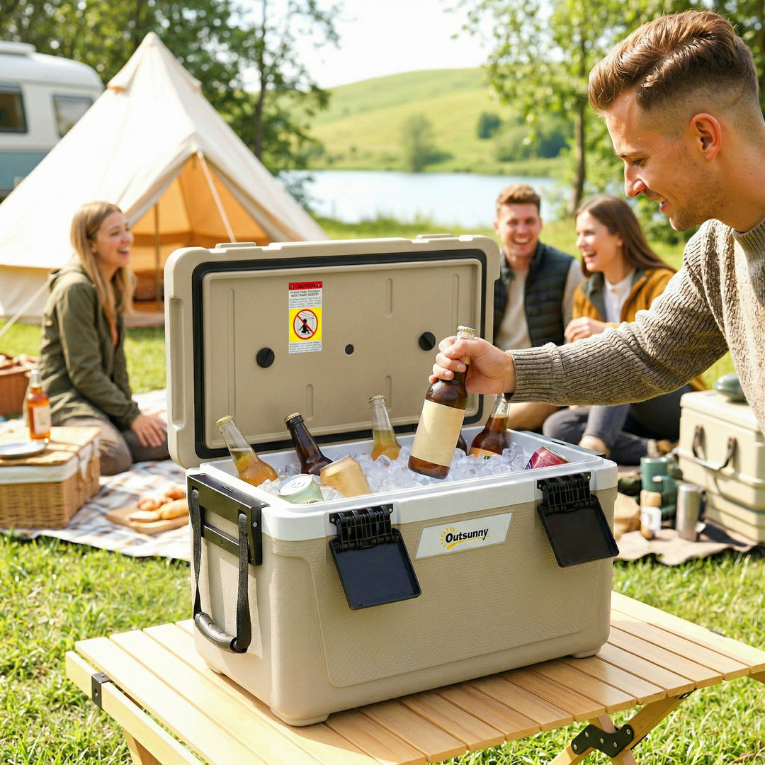 42.6L Insulated Cool Box, Lightweight Portable Ice Cooler with Handle,