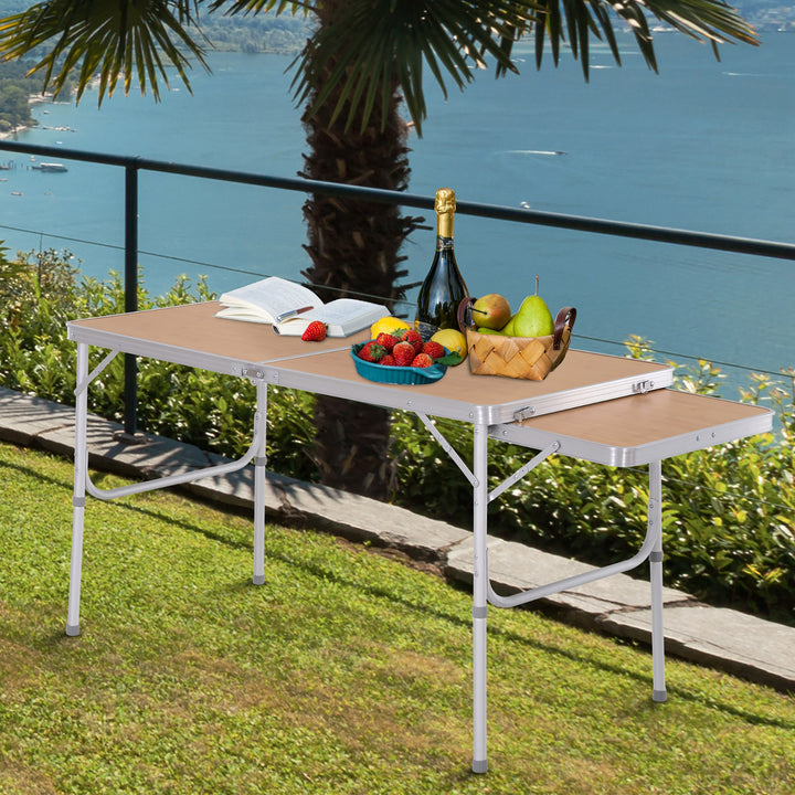 Outsunny Portable Table, 4ft Folding, Aluminium with MDF Top, Lightweight, Silver