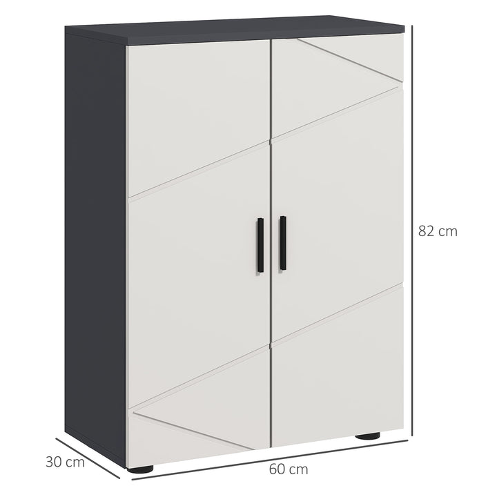 Small Bathroom Cabinet, Bathroom Storage Cabinet with 2-Doors Cupboard, 2 Adjustable Shelves and Soft Close Mechanism, Grey