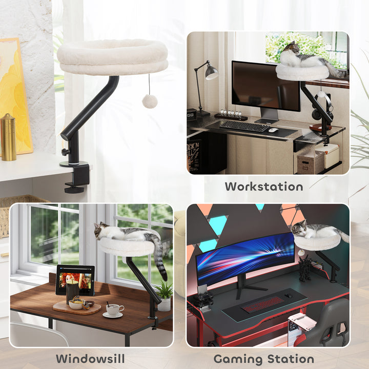 Cat Desk Bed, Cat Hammock 360° Rotatable Adjustable for Window, Table,