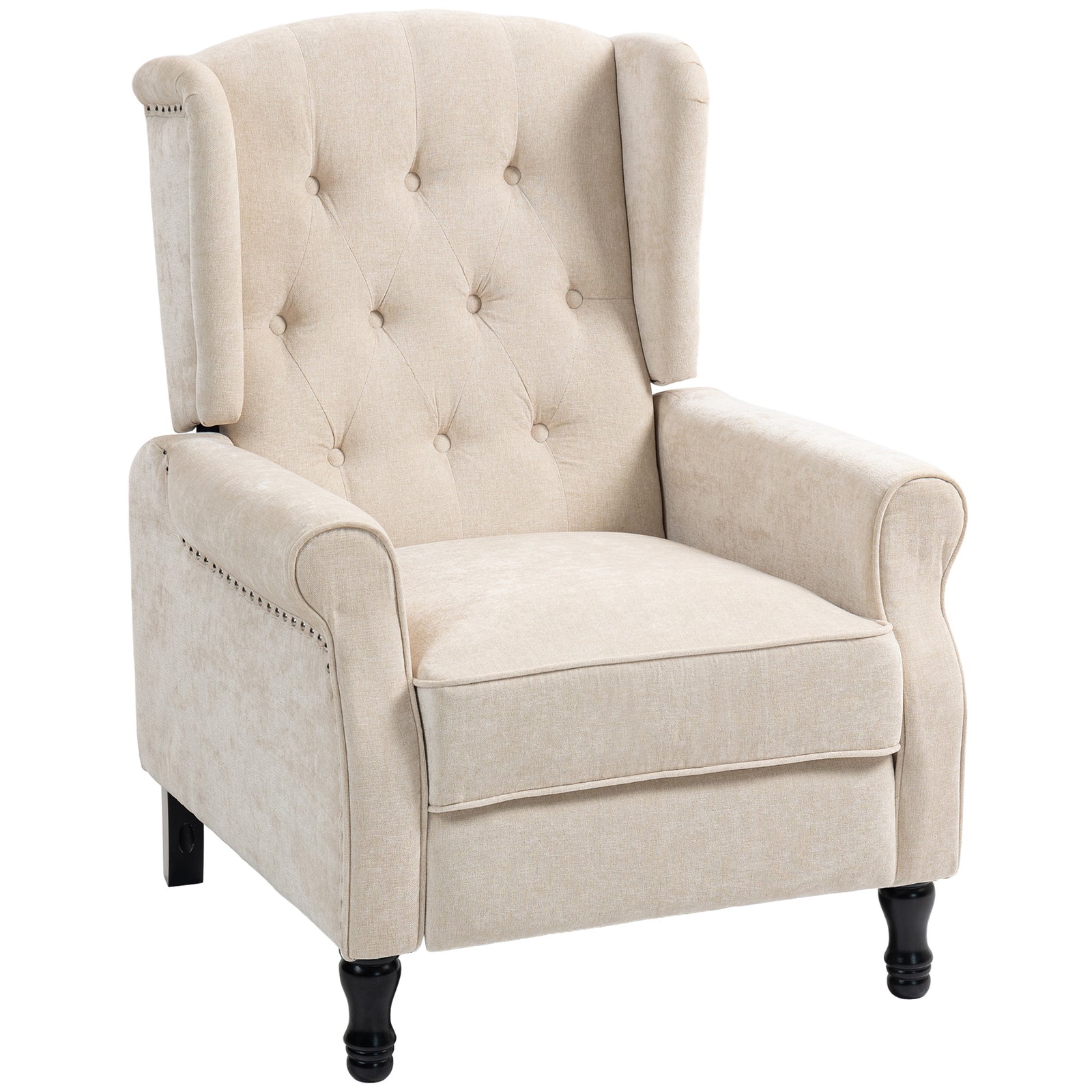 150° Reclining Vintage Armchair, with footrest - Beige