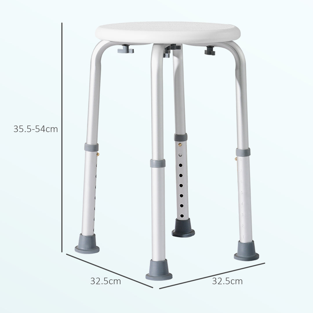 Shower Chair, Height Adjustable Aluminium Shower Stool with Non-Slip Feet for Disabled, Elderly, White