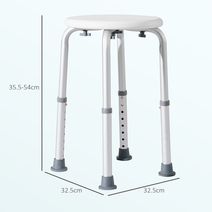 Shower Chair, Height Adjustable Aluminium Shower Stool with Non-Slip Feet for Disabled, Elderly, White